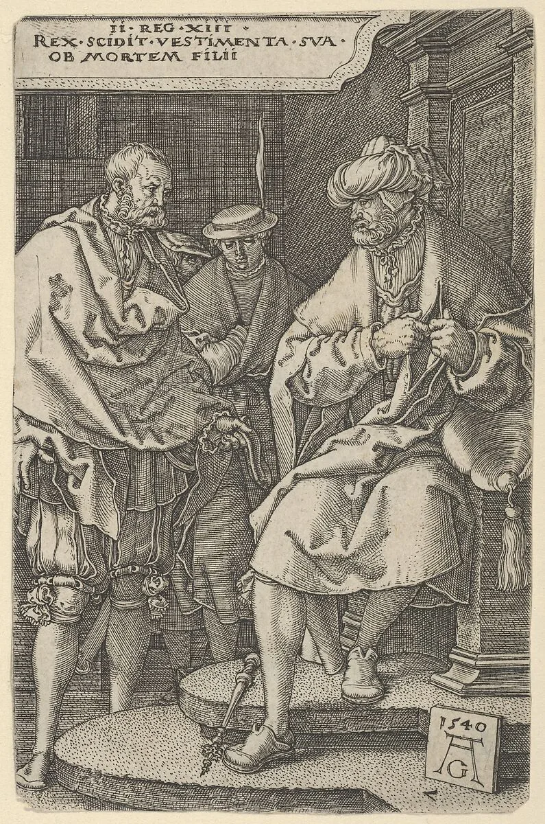 David Tearing His Clothes in Grief — Heinrich Aldegrever