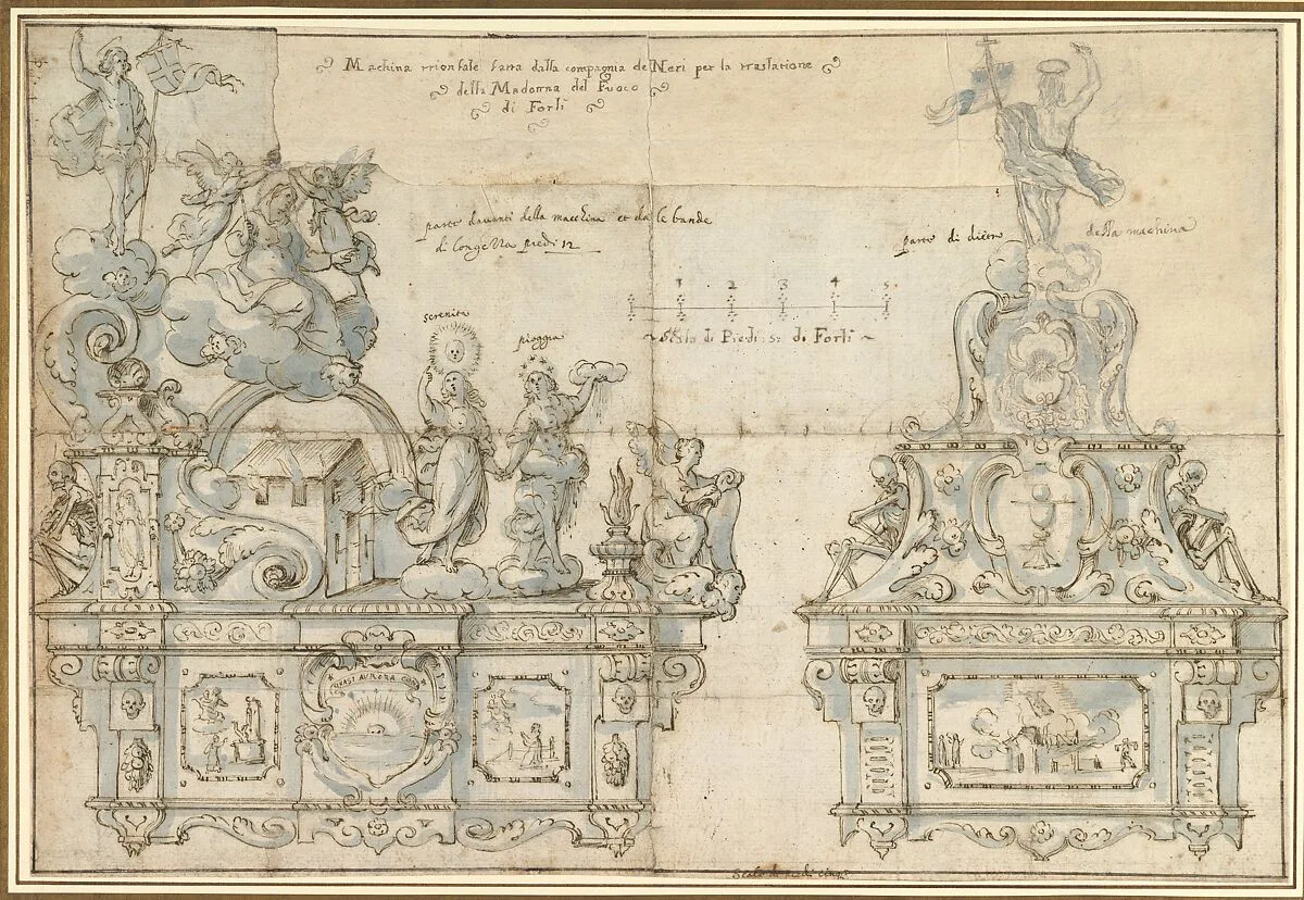 Design for a Processional Float — Anonymous, Italian, Roman-Bolognese, 17th century