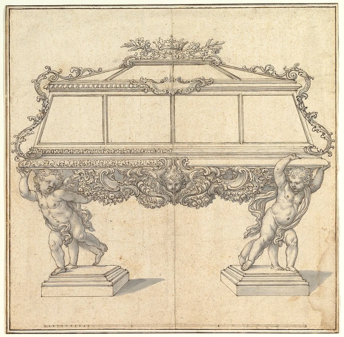 Design for a Sarcophagus Supported by Putti for the Church of S. Maria Maddalena de' Pazzi, Florence. — Giovanni Battista Foggini