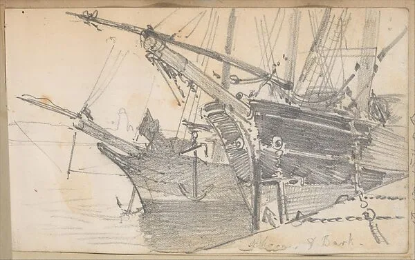 Schooner and Bark in Harbor (from Scrapbook) — John Singer Sargent
