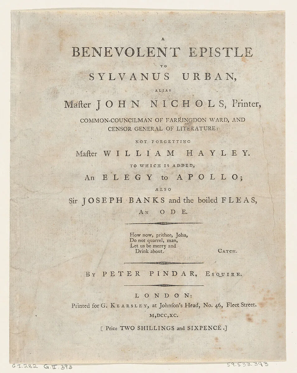 Title Page, from Benevolent Epistle — Thomas Rowlandson