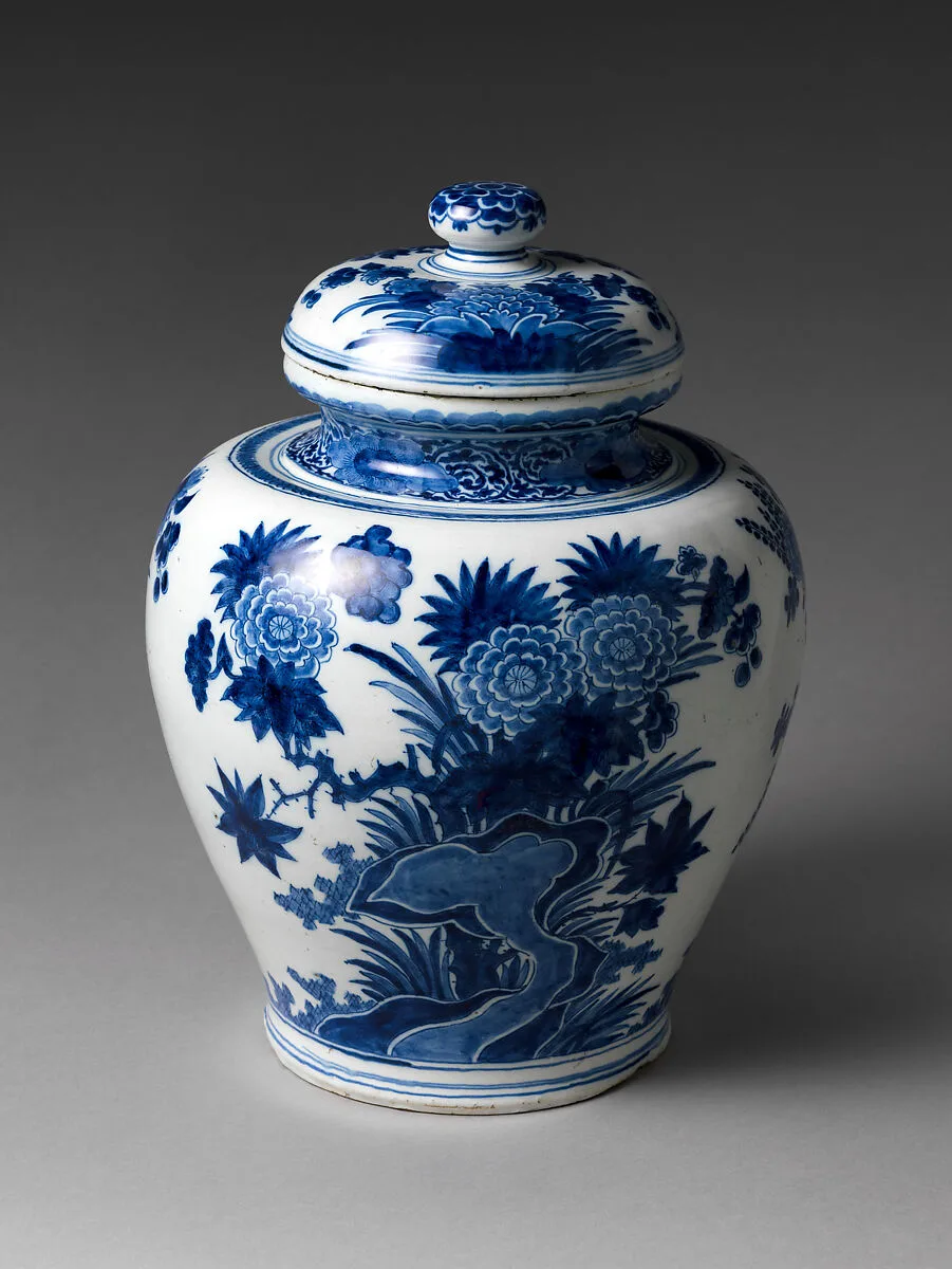 Jar with chrysanthemums and rocks — De drie Vergulde Astonnenkens|Pieter Kam