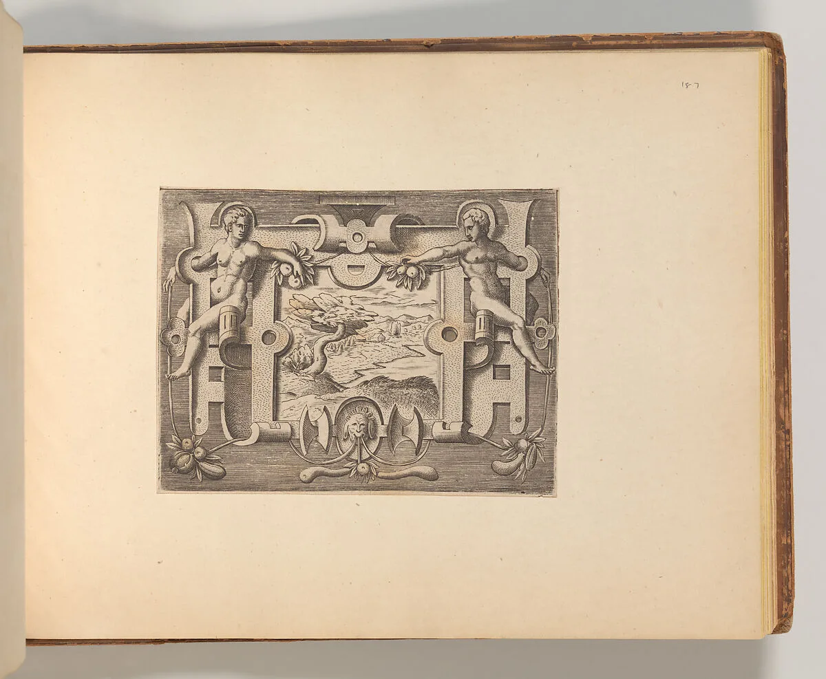 Series of Cartouches, in: Targhe ed altri ornati di varie e capricciose invenzioni (Cartouches and other ornaments of various and capricious invention, page 48) — Cornelis Bos