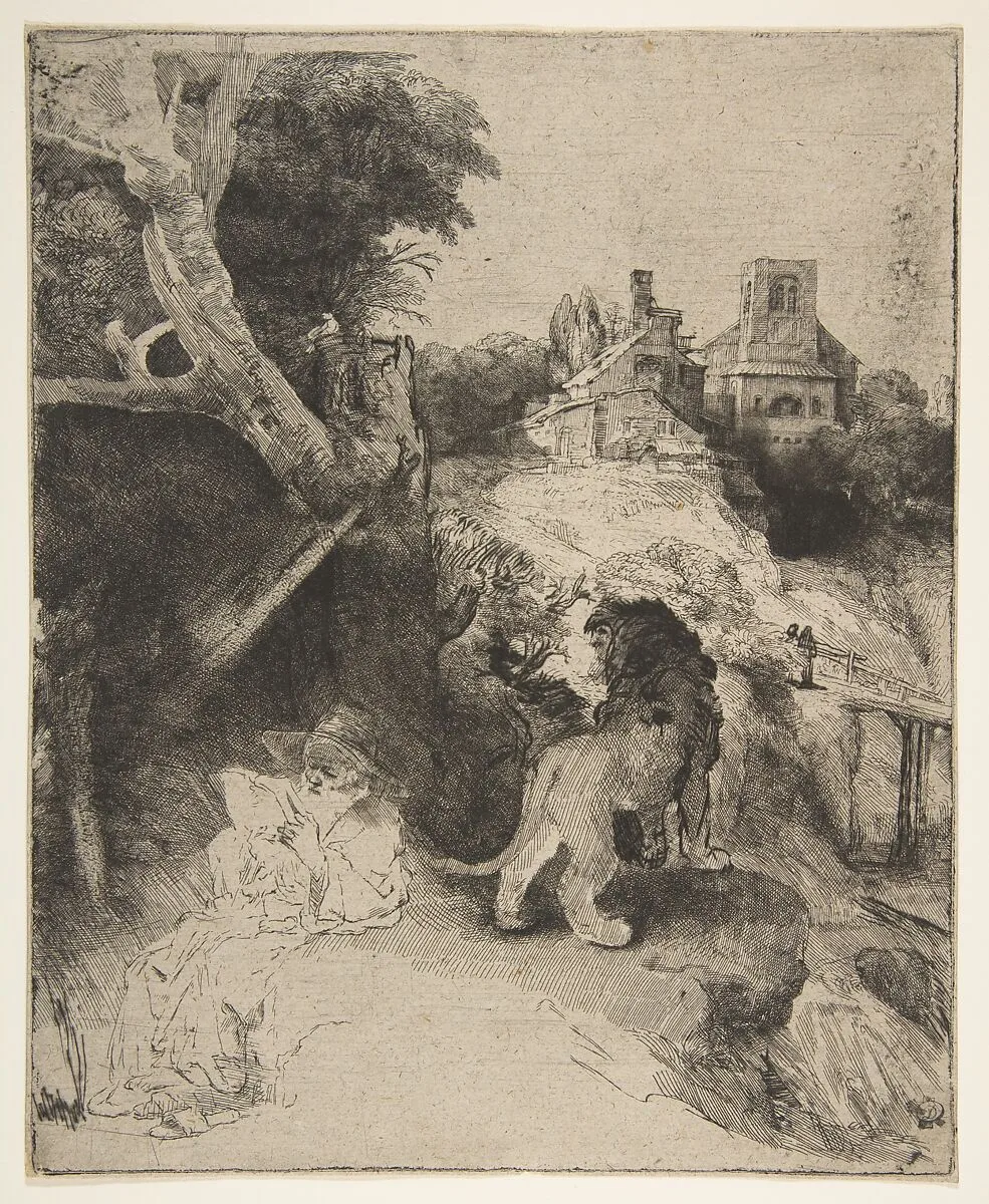 St. Jerome Reading in an Italian Landscape — Rembrandt (Rembrandt van Rijn)