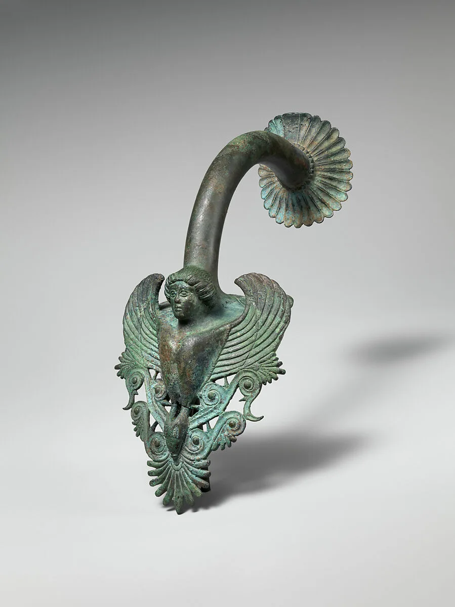Bronze handle of a hydria (water jar) — Unknown