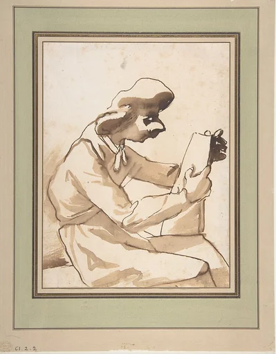 Caricature of a Seated Man Reading
