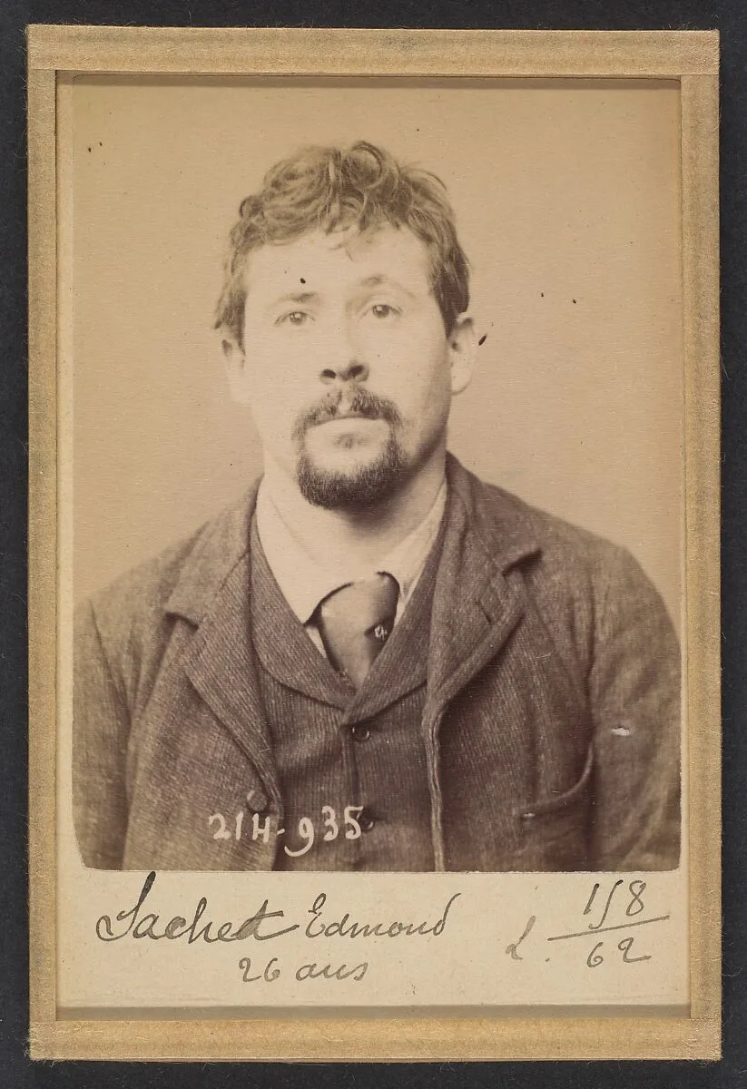 Sachet. Edmond. 27 ans, né à Mézières (Ardennes). Typographe. Anarchiste. 1/3/94. — Alphonse Bertillon