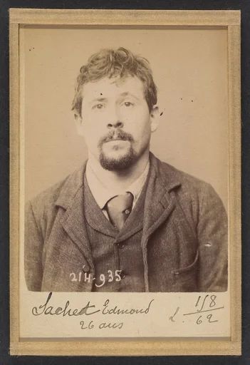 Sachet. Edmond. 27 ans, né à Mézières (Ardennes). Typographe. Anarchiste. 1/3/94.