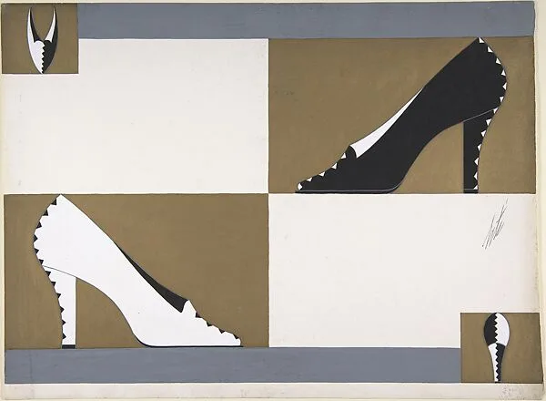 Black and White Pump with Zigzag Profile for Delman's Shoes, New York — Erté (Romain de Tirtoff)