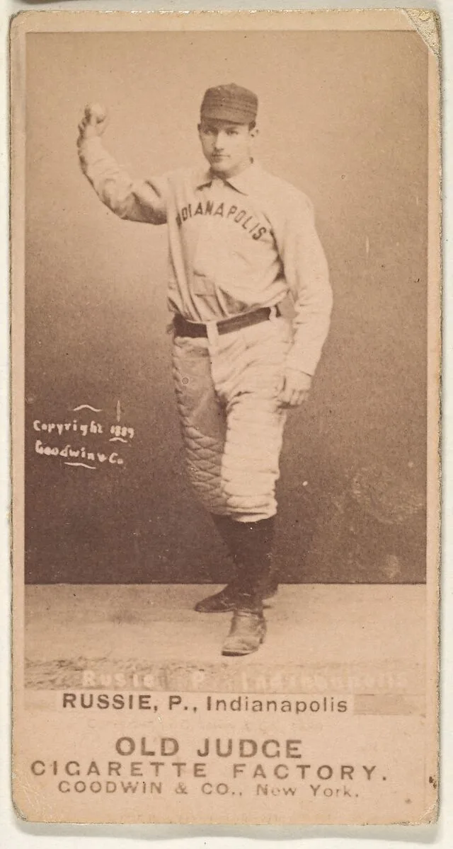 Amos Rusie, Pitcher, Indianapolis, from the Old Judge series (N172) for Old Judge Cigarettes — Goodwin & Company