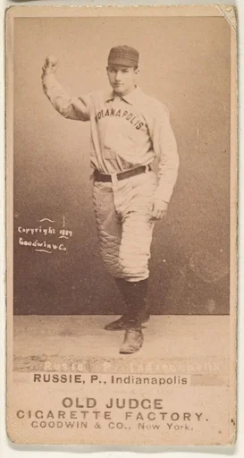 Amos Rusie, Pitcher, Indianapolis, from the Old Judge series (N172) for Old Judge Cigarettes