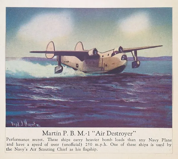 Martin P. B. M.-1 "Air Destroyer," collector card from the Airplanes of America series (D2), issued by the Kelley Baking Company to promote Kelley's Bread — Kelley Baking Company