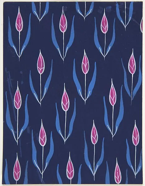 Fabric Design with Red Flower Buds — Paul Poiret