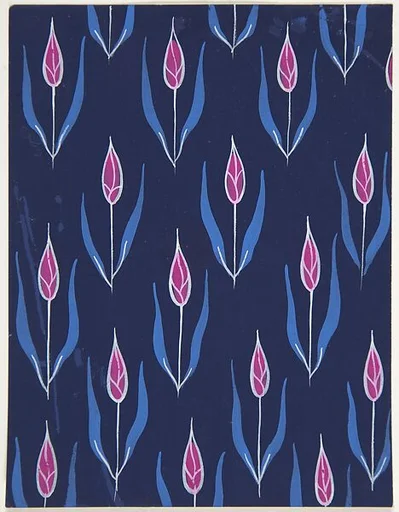 Fabric Design with Red Flower Buds