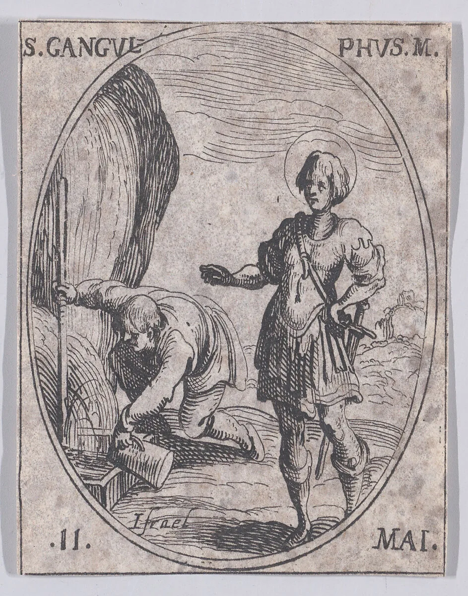 S. Gangulphe, martyr (St. Gangulphus, Martyr), May 11th, from "Les Images De Tous Les Saincts et Saintes de L'Année" (Images of All of the Saints and Religious Events of the Year) — Jacques Callot|Israël Henriet