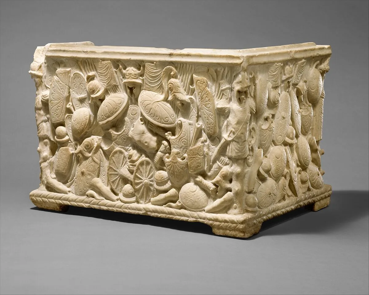 Marble fragment of a cinerary urn — Unknown