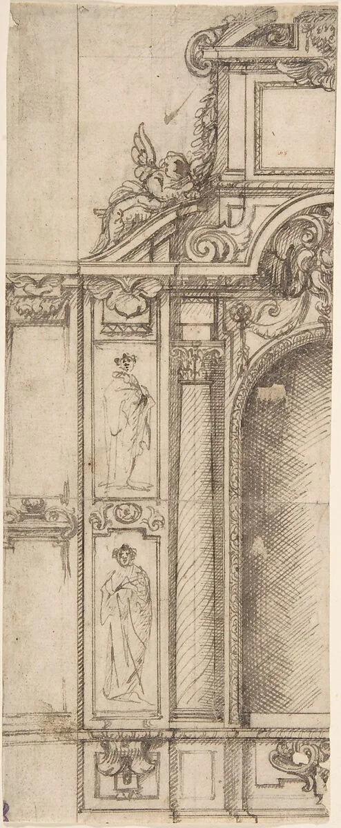 Left Half of the Design for an Altar — Anonymous, Spanish, 17th century