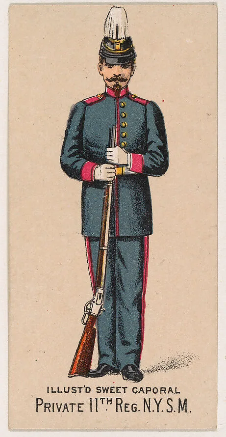 Private, 11th Regiment, New York State Militia, from the Military Series (N224) issued by Kinney Tobacco Company to promote Sweet Caporal Cigarettes — Kinney Brothers Tobacco Company