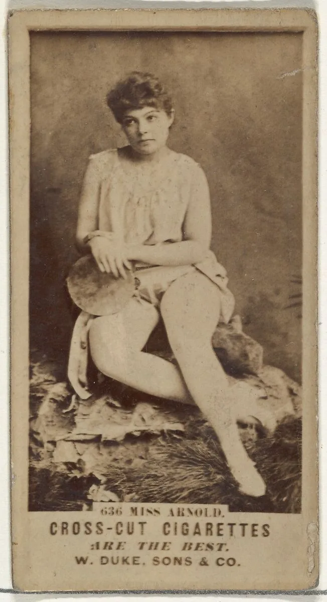 Card Number 636, Miss Arnold, from the Actors and Actresses series (N145-3) issued by Duke Sons & Co. to promote Cross Cut Cigarettes — W. Duke, Sons & Co.