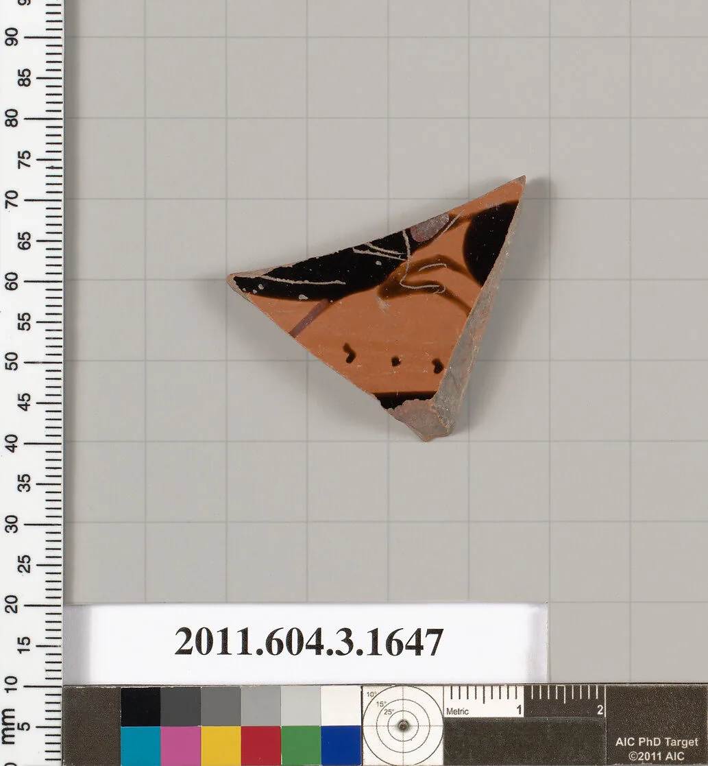 Terracotta fragment of a kylix: Band cup (drinking cup) — Unknown