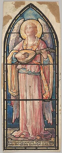 Angel Playing a Lute: Design for a Stained Glass Window