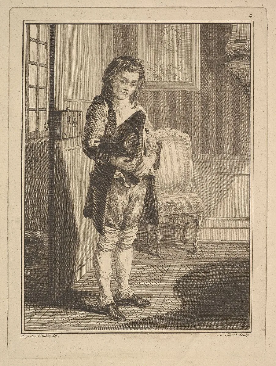 Décrotteur (Shoe Shiner), from Mes gens, ou Les commissionnaires ultramontains au service de qui veut le payer (Servants for Public Hire) — Augustin de Saint-Aubin|Jean-Baptiste Tillard|Augustin de Saint-Aubin|Chez Basan