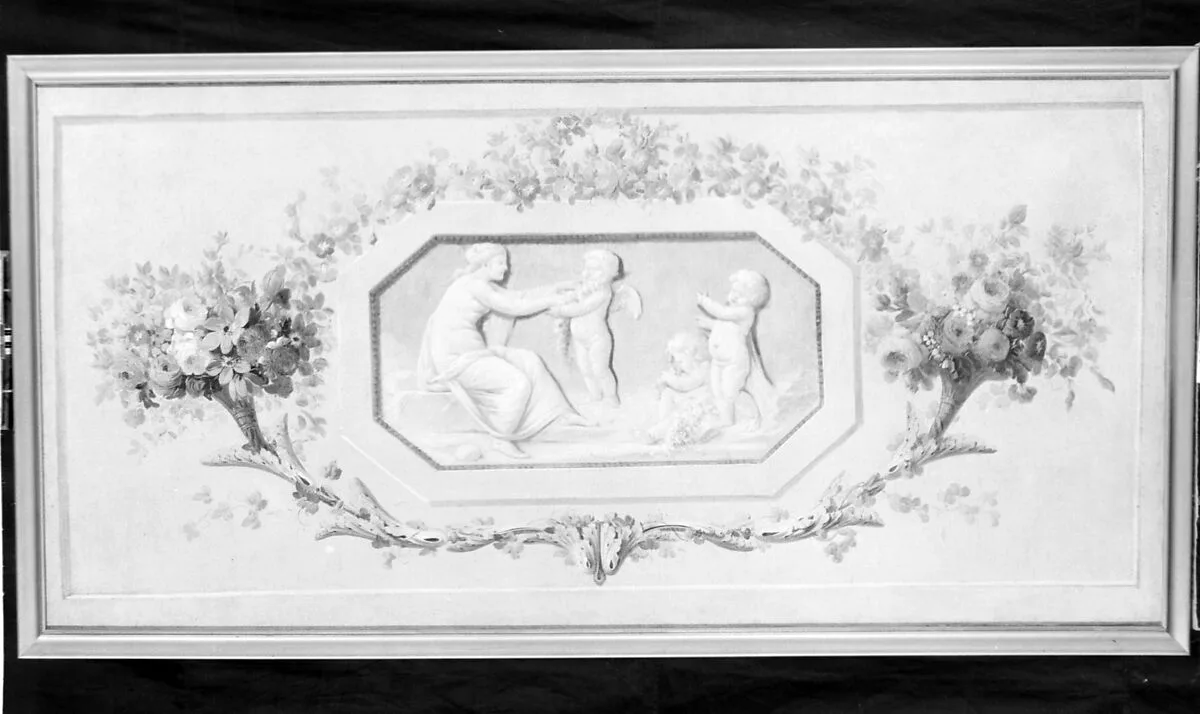 Nymphs and cupids in an octagonal medallion — French Painter