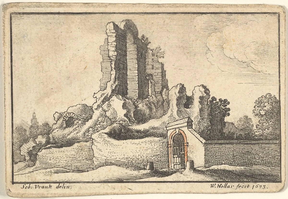 Ruins and a barred gate on the Esquiline Hill in Rome — Sebastiaen Vrancx|Wenceslaus Hollar