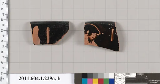 Terracotta rim fragments of a kylix (drinking cup)