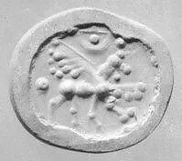 Stamp seal (scaraboid) with monster and divine symbols — Unknown