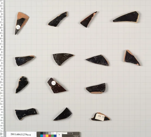 Terracotta fragments of kylikes (drinking cups)