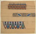 Three Sections of Friezes, with a Pattern of Purple Arches at Top — Anonymous, French, 20th century