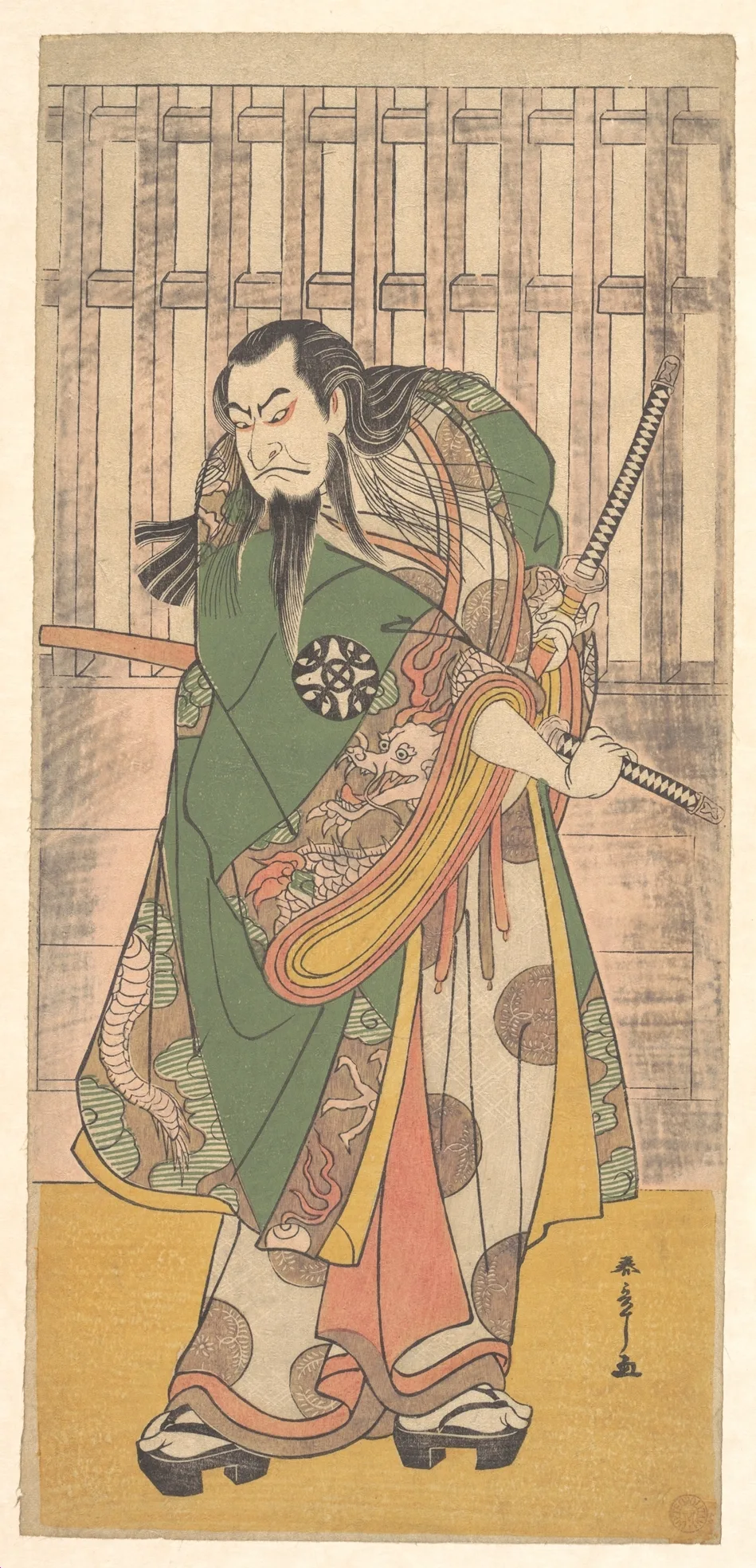 初代中村中蔵の髭の伊久|The Actor Nakamura Nakazō I as the Elderly Samurai Hige no Ikyū — Katsukawa Shunshō 勝川春章