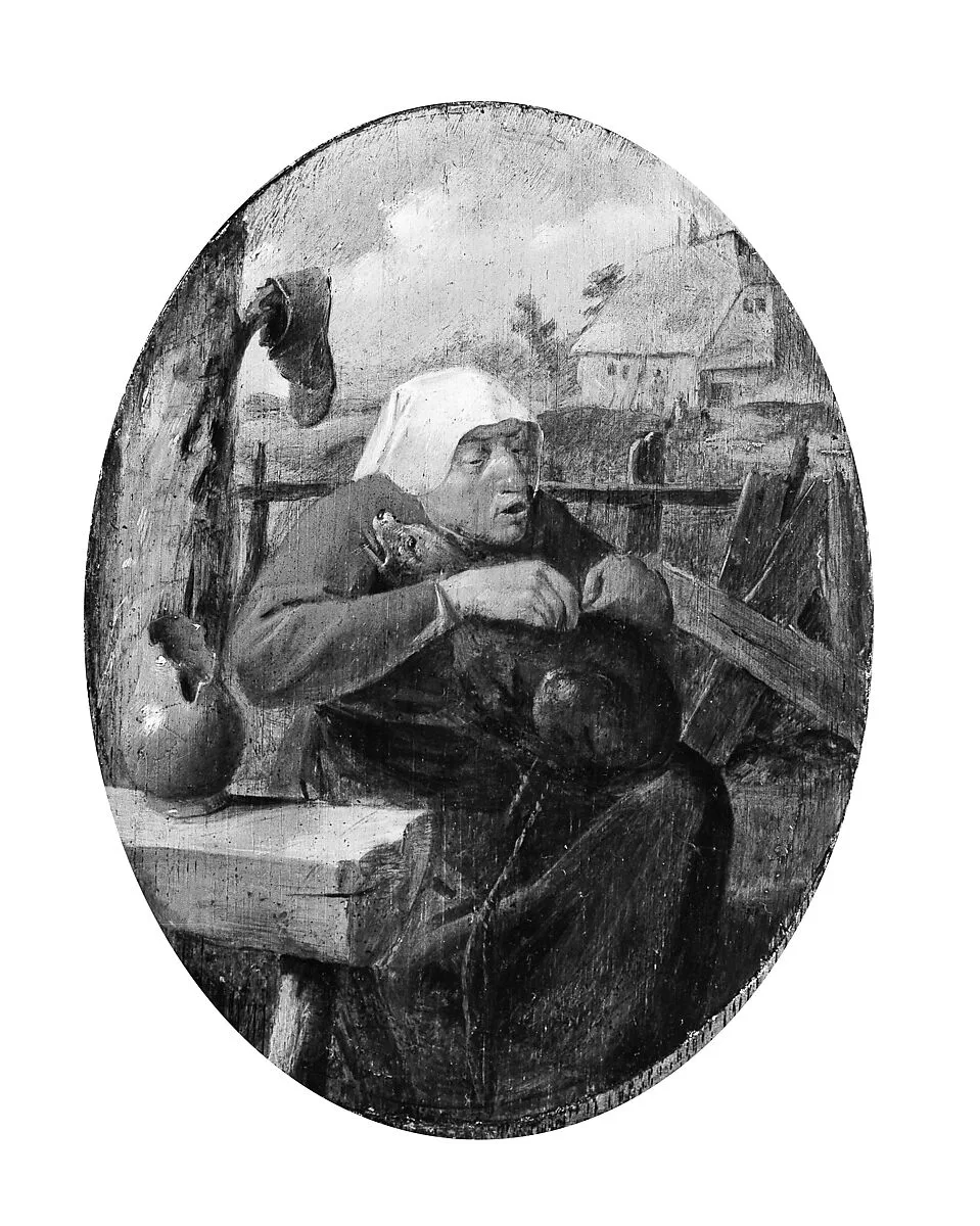 A Peasant Woman Picking Fleas off a Dog — Adriaen Brouwer