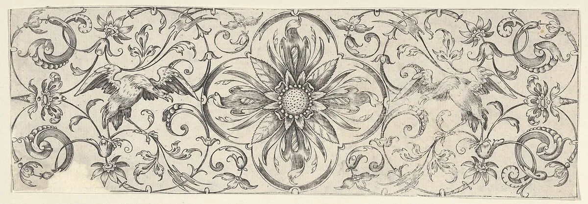 Friezes with Birds, Flowers and Meandering Wreaths and Scrolls (6) — Theodor Bang|Balthasar Caymox