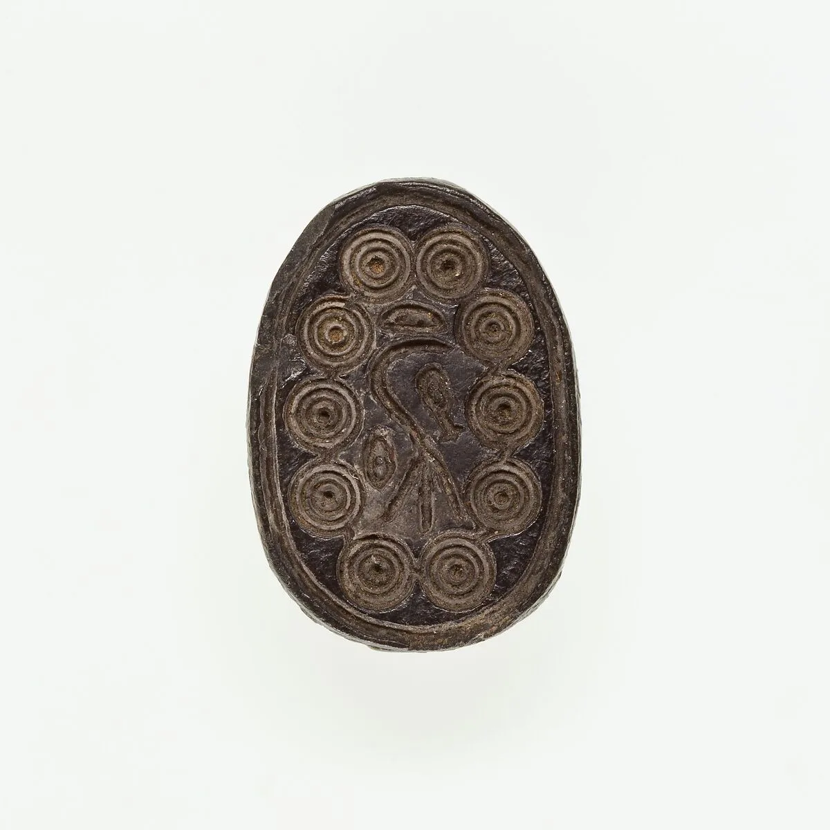 Scarab Incised with Hierolgyphs and Flower in Circle Border — Unknown