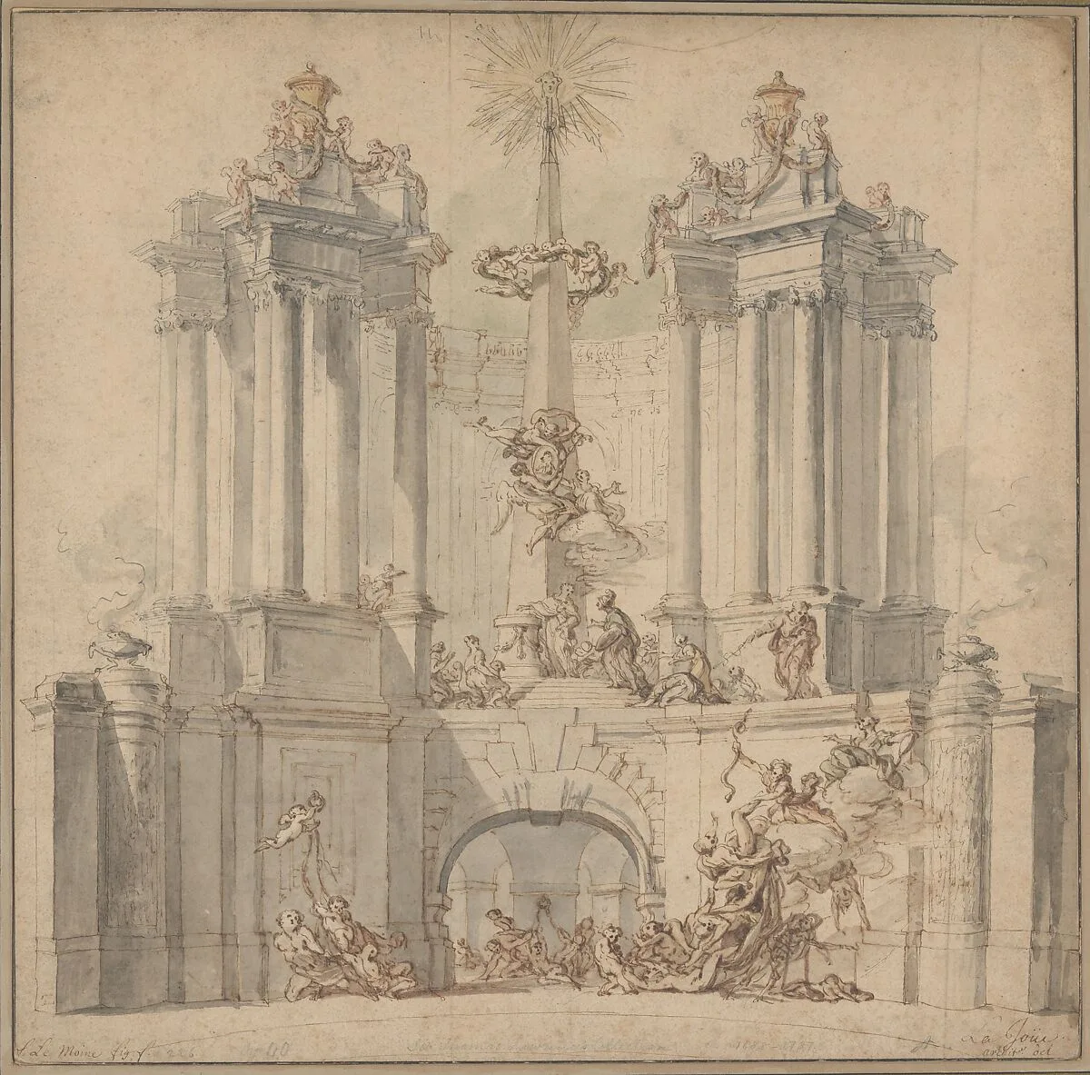 Fireworks Display for the Convalescence of Louis XV — Jacques de Lajoüe|François Le Moyne