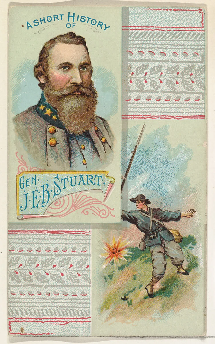 A Short History: General James Ewell Brown Stuart, from the Histories of Generals series (N114) issued by W. Duke, Sons & Co. to promote Honest Long Cut Smoking and Chewing Tobacco — W. Duke, Sons & Co.|Knapp & Company
