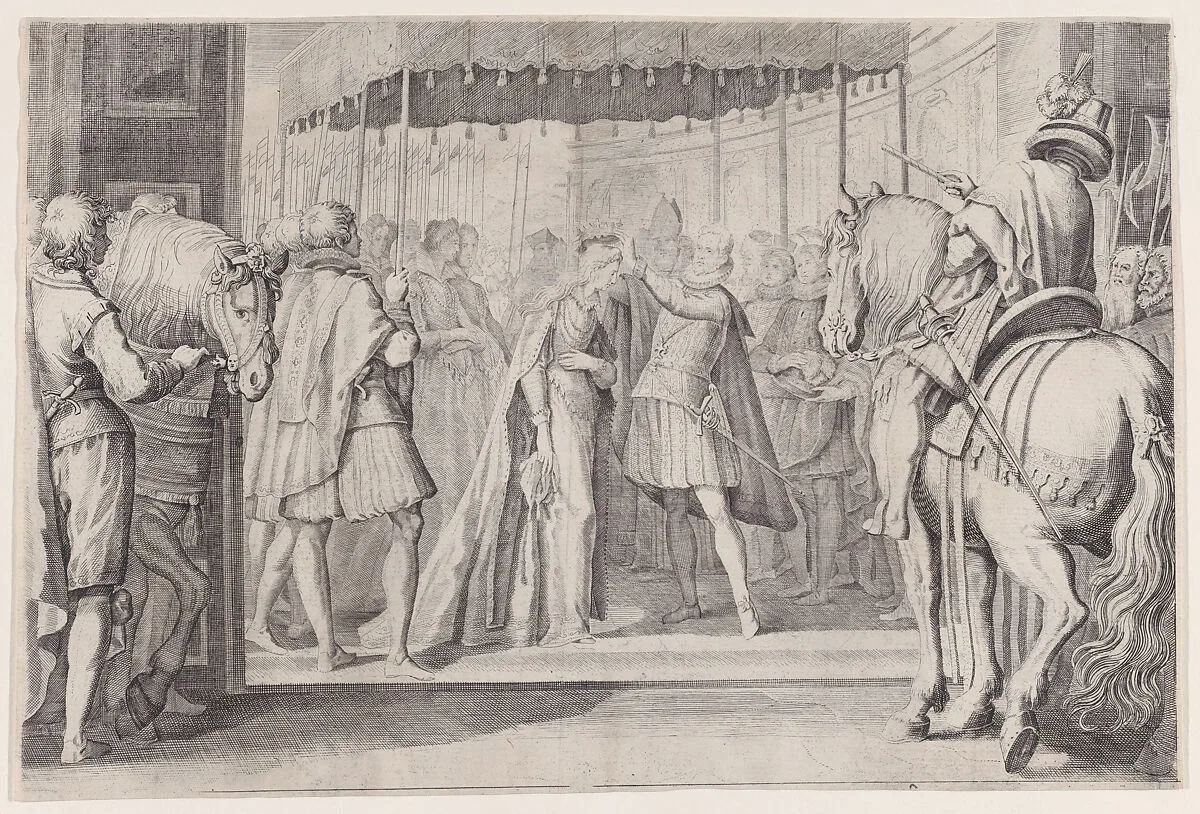 Copy of Couronnement de Christine de Lorraine, la Grande Duchesse (Coronation of the Grand Duchess, Christine de Lorraine), from La Vie de Ferdinand Ier de Médicis série appelée aussi Les Batailles des Médicis (The Life of Ferdinand I de'Medici also called The Medici Battles) — Jacques Callot|Matteo Rosselli