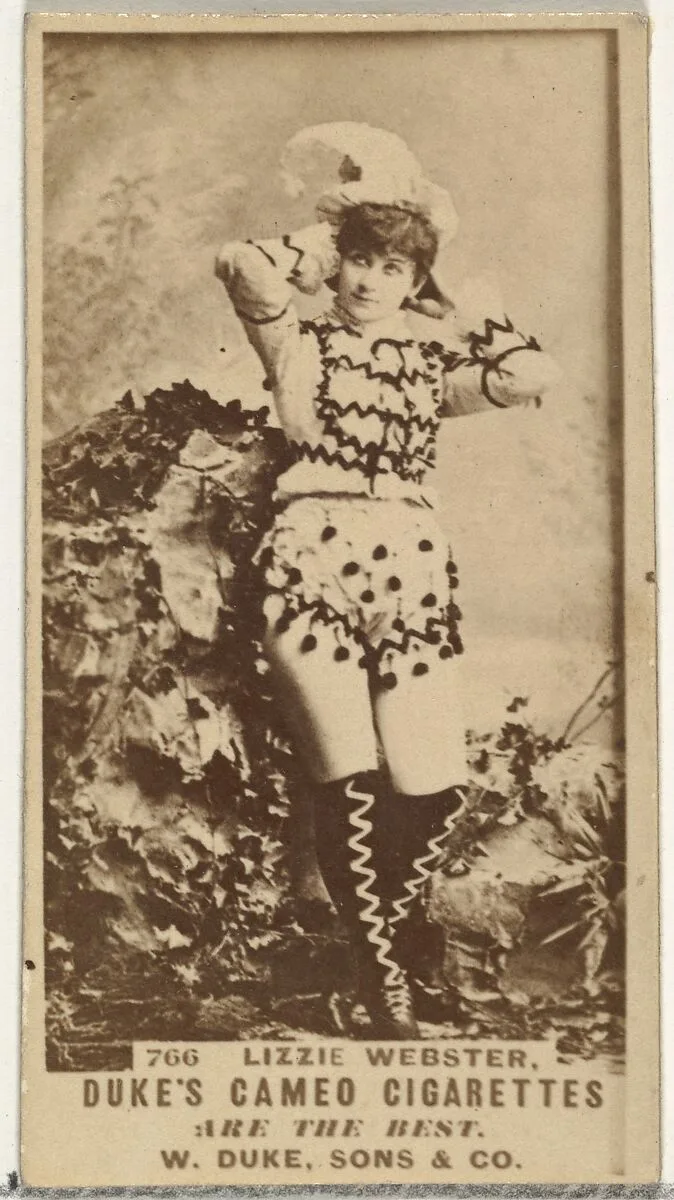 Card Number 766, Lizzie Webster, from the Actors and Actresses series (N145-5) issued by Duke Sons & Co. to promote Cameo Cigarettes — W. Duke, Sons & Co.