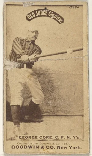 George F. "Piano Legs" Gore, Center Field, New York, from the Old Judge series (N172) for Old Judge Cigarettes