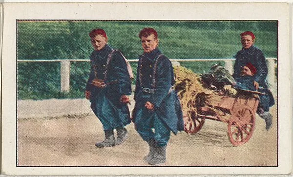 Card No. 174, Wounded Belgian Carried off Battle at St. Gillies, from the World War I Scenes series (T121) issued by Sweet Caporal Cigarettes — American Tobacco Company|Underwood & Underwood