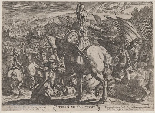 Plate 4: Moses Ordering the Israelites to Attack the Ethiopians, from 'The Battles of the Old Testament'