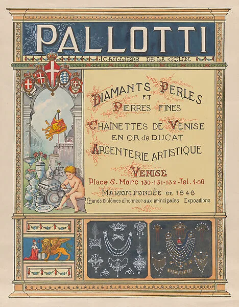 Design for a Poster or Advertisement for the Venetian Jeweler Pallotti — A. Melo|Pallotti