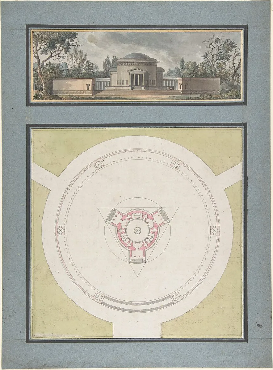Project for a Temple Dedicated to the Trinity, Elevation and Plan — Jean Nicolas Sobre