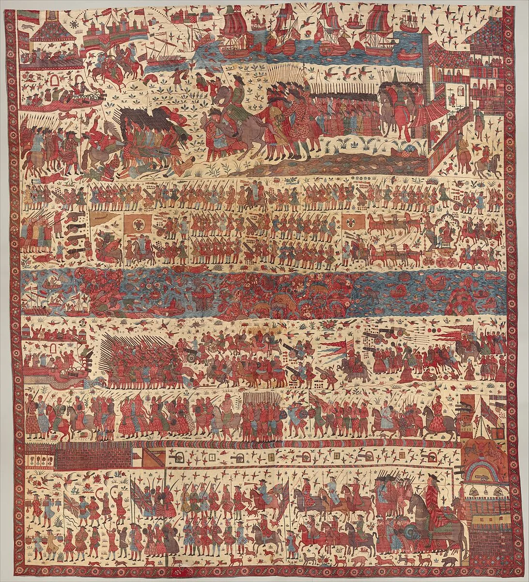 Hanging depicting a European conflict in South India — Unknown