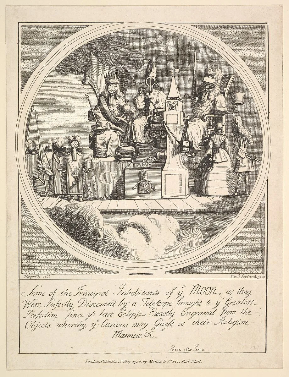 Some of the Principal Inhabitants of the Moon, as They Were Perfectly Discovered by a Telescope... — Molteno and Co.|William Hogarth|Samuel Ireland