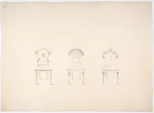 Design for Three Chairs, Two with Armorial Ornament on Backs