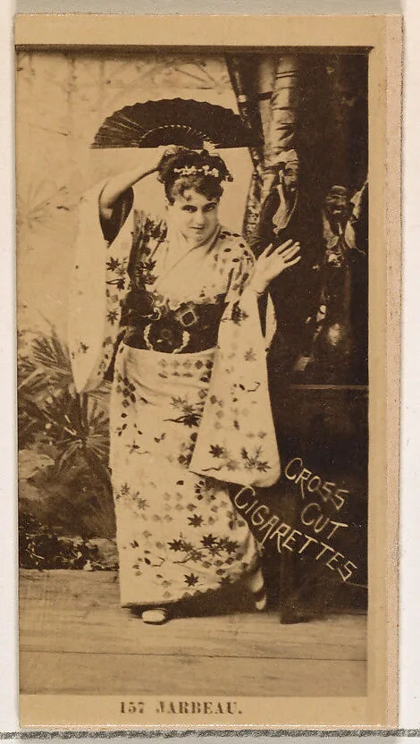 Card Number 157, Miss Jarbeau, from the Actors and Actresses series (N145-2) issued by Duke Sons & Co. to promote Cross Cut Cigarettes — W. Duke, Sons & Co.