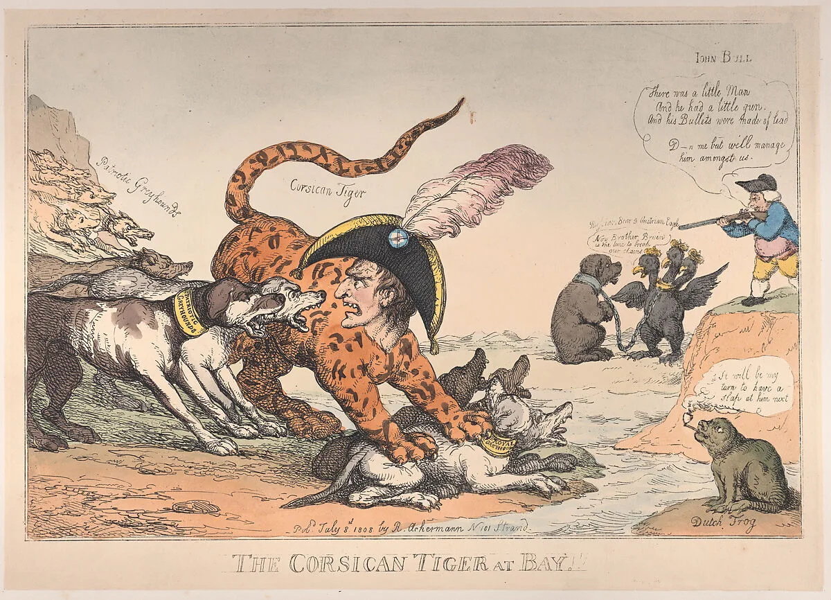 The Corsican Tiger at Bay! — Rudolph Ackermann, London|Thomas Rowlandson